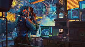Hd Wallpaper Blue And Black Plastic Toy Cyberpunk Colorful City Futuristic Wallpaper Flare