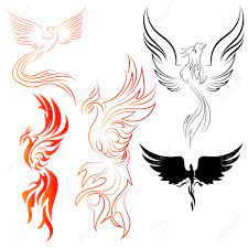 1000 phoenix bird clipart free images in ai, svg, eps or cdr. Set Of Phoenix Birds Line Art And Abstract Designs With Fire Royalty Free Cliparts Vectors And Stock Illustration Image 104904332