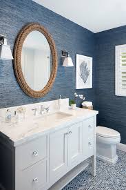 Navy Grasscloth Wallpaper Navy Grasscloth Wallpaper Is By Phillip Jeffries Beach House Bathroom Bathroom Inspiration Nautical Bathrooms