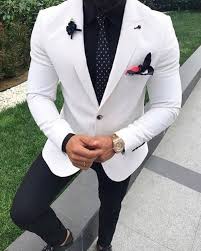 White Wedding Suit For Men Tuxedo Two Pieces 2019 Jacket Pants White Wedding Suit Prom Suits White Wedding Suits For Men