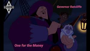 Ratcliffe leads an expedition to virginia to find gold and other riches (which he wants to keep for himself). Governor Ratcliffe Tribute Youtube