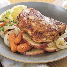Slow Cooker Chicken Thighs With Carrots Onions Potatoes Recipe Slow Cooker Chicken Thighs Chicken Slow Cooker Recipes Easy Crockpot Dinners