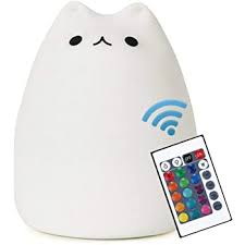 Amazon Com Umiwe Cute Kitty Led Children Night Light Kids Silicone Cat Lamp 8 Single Colors And 7 Color Flashing Usb Rechargeable Lighting Warm White Light Baby