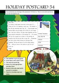 Holiday Postcard 54 Worksheet Free Esl Printable Worksheets Made By Teachers Postcard Holiday Postcards Holiday