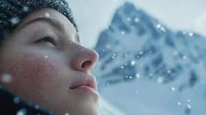 Close-up profile view of a person in winter scenery. 65939236 Stock Photo  at Vecteezy