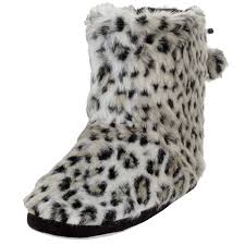 Ladies Plush Faux Fur Leopard Animal Print Lined Bootie Slippers With Pompoms Buy Online In Aruba At Aruba Desertcart Com Productid 48608883 Browse women's slippers and discover comfort like never before! ladies plush faux fur leopard animal