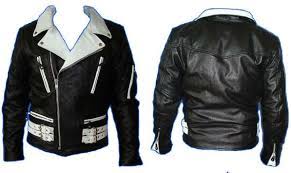British Style 2 Tone Leather Biker Jacket Black White Biker Jacket Greaser Style Jackets