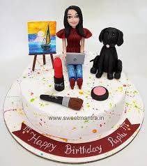 Birthday cakes for girls are so numerous, that you'd think about it carefully. Painting And Makeup Theme Customised Cake For Girlfriends Cakesdecor