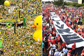 O deputado federal eduardo bolsonaro (c), filho do presidente jair bolsonaro, participa de uma manifestação de apoio ao líder brasileiro, em brasília, em 1º de maio de 2021. Desafios Que Nos Unem Veja
