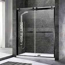 Binding of the glass in the frame. Amazon Com Woodbridge Frameless Shower Door 56 60 Width 76 Height 3 8 10 Mm Clear Tempered Glass With Shatter Retention Safety Design 2 Ways Opening Double Sliding Matte Black Sdd6076 Mbl Home Improvement
