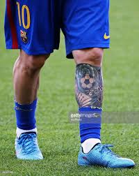 Leo Messi Tattoo During La Liga Match Between F C Barcelona V Betis In Tatuaje Messi Pierna Tatuaje De Messi Balompie
