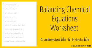 To check results, substitute the unknown value solved for. Balancing Chemical Equations Worksheet Stem Sheets