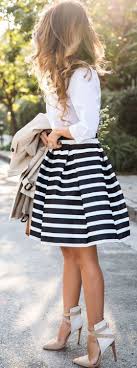 Black And White Striped Skirt Outfit Ideas Black White Striped Print Pleated Loose Skirt Sex Sells Trend Essentials Skirt Fashion Fashion Outfits