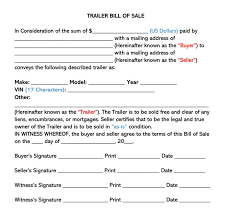free trailer bill of sale forms how to use word pdf