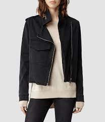 Womens Hendon Jacket Washed Black Allsaints Com Jackets For Women Jackets Denim Jacket