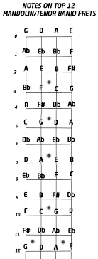 chart of notes on a mandolin tenor banjo mandolin gdae tab