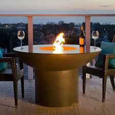 Fiber cast concrete / burner stainless steel. Lotus Gas Fire Pit Table With Polished Top Dining Height Woodland Direct
