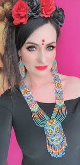 Beautiful Skull Necklace, Necklace, Ethnic Skull Necklace, Necklace, Seed  Bead Necklace ,beaded Necklace,gift