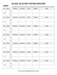 This Blood Glucose Testing Record Includes Four Spaces For