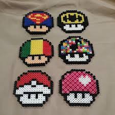 Mario Mushrooms Perler Beads By Plur Warrior Perles Hama Perle Perles A Repasser