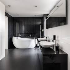 Modern Moderne Contemporain Contemporary Black White Bathroom Homedesign Inspiration Bath Trendy Bathroom Tiles Black Bathroom Black White Bathrooms