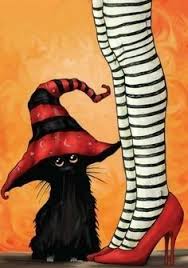 Witch S Kitten Halloween Art Witch Drawing Halloween Canvas