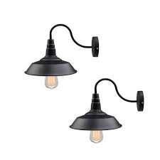 Canopy, gooseneck, and shade can be coated in any of the available finishes making this sconce customizable to your needs. Lnc 1 Light Black Gooseneck Farmhouse Lighting Barn Sconce 2 Pack A0224109 The Home Depot