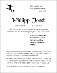Anwesend auch trotz aller differenzen: Traueranzeigen Von Philipp Joest Trauer Gedenken
