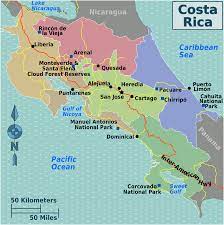 From arenal to monteverde, the caribbean to the i've just returned from my second trip to costa rica. Landkarte Costa Rica Regionen Weltkarte Com Karten Und Stadtplane Der Welt