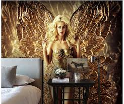 ورق حائط ثلاثي الأبعاد صورة جدارية غير منسوجة جذابة شقراء مع ريش ذهبي جداريات ثلاثية الأبعاد ورق حائط لتزيين الغرفة ورق حائط Wallpaper White Wallpaper Washablewallpaper Background Aliexpress