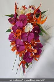 Bird Of Paradise Bouquet Care Ivory Purple Magenta Fuchsia Orange Bird Of Paradise Cascade Cascading Bouquet Real To Real Touch Flowers Birds Of Paradise Flower Flower Centerpieces