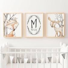 Woodland Nursery Prints Forest Animal Wall Art Woodland Nursery Decor Boys Personalised Name Print Fox Deer Nursery Print Boho Woodland Nursery Prints Nursery Wall Art Boy Deer Nursery