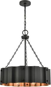 Elk 89077 4 Clausten Contemporary Black Gold 21 Ceiling Pendant Light Elk 89077 4