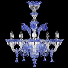 Bespoke blue murano glass chandeliers. 5 Light Murano Glass Chandelier Crystal With Blue Details