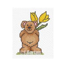 Model stitched on fabric of your choice with dmc floss. Surprise Bear Cross Stitch Pattern