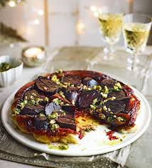 Beetroot And Shallot Tarte Tatin With Walnut Orange And Dill Dressing Recipe Delicious Magazine Recipe Recipes Beetroot Food