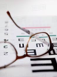 Close Up Of Alphabet E On Eye Exam Chart Seen Through D9_17_407
