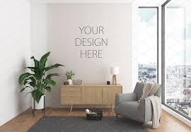 Interior Mockup Wall Art Background Scandinavian Design Desk Interior Wall Decals