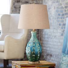 Replace the style's characteristic floor lamps with leds lighting each wall. Buy Mid Century Modern Table Lamp Vase Teal Handmade Tan Linen Tapered Drum Shade For Living Room Family Bedroom Bedside 360 Lighting Online In Indonesia B00bxgufci