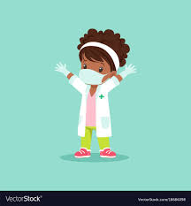 Curly Haired Black Baby Girl In Medical Mask Vector Image On Vectorstock Baby Girl Images Cartoon Clip Art Cute Elephant Cartoon