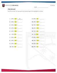 Percentages Interactive Worksheet