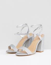 New Look Wide Fit Barely There Block Heel Sandal Silver Womens Fashion Shoes Fashion Shoes Block Heels Sandal