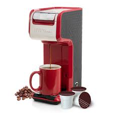 Brew the coffee into a cup or mug. 2 In 1 Single Serve Coffee Maker Red Livingbasics