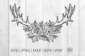 Anthlers With Roses Svg Antlers With Flowers Svg Deer Horn 1237888 Illustrations Design Bundles
