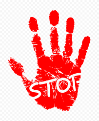 Hd Red Hand Print With Outline Stop Word Png Stop Words Print Outline