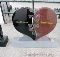 Engraved Red Granite Heart Headstones Tombstone Monument