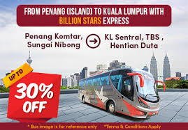 Most of the express and intercity buses arrives and departs from this terminal. Save Up To 30 By Traveling With Billion Star S Bus From Penang Island To Kuala Lumur Malaysia Expressbus