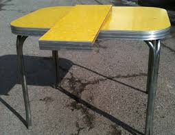 yellow formica table on vintage design