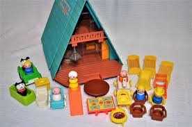 Vintage Fisher Price Little People Family A Frame House Furniture Car People 990 Fisherprice Little People Vintage Fisher Price Play Family