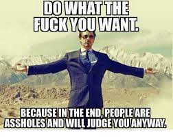 Do What The Fuck You Want Because In The End People Are Assholes And Will Judge You Anyway Meme On Me Me